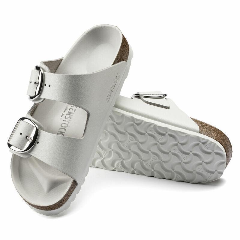 Birkenstock Big Přezkou Læder Arizona Dame Hvide | DK 471PJJ